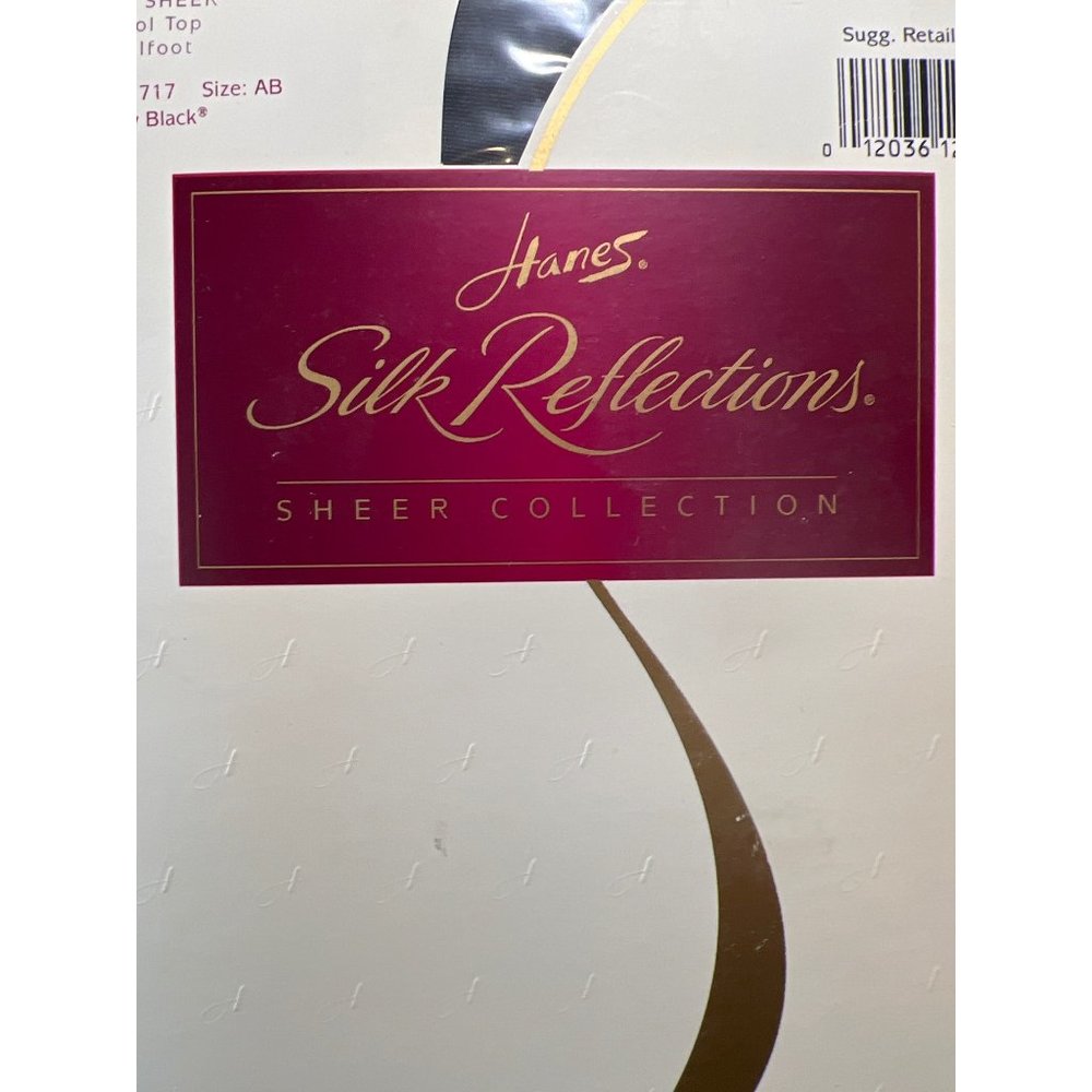 Vintage 1996 Hanes Silky Reflections Sheer Pantyhose Control Top Sandalfoot Bare - Picture 4 of 6